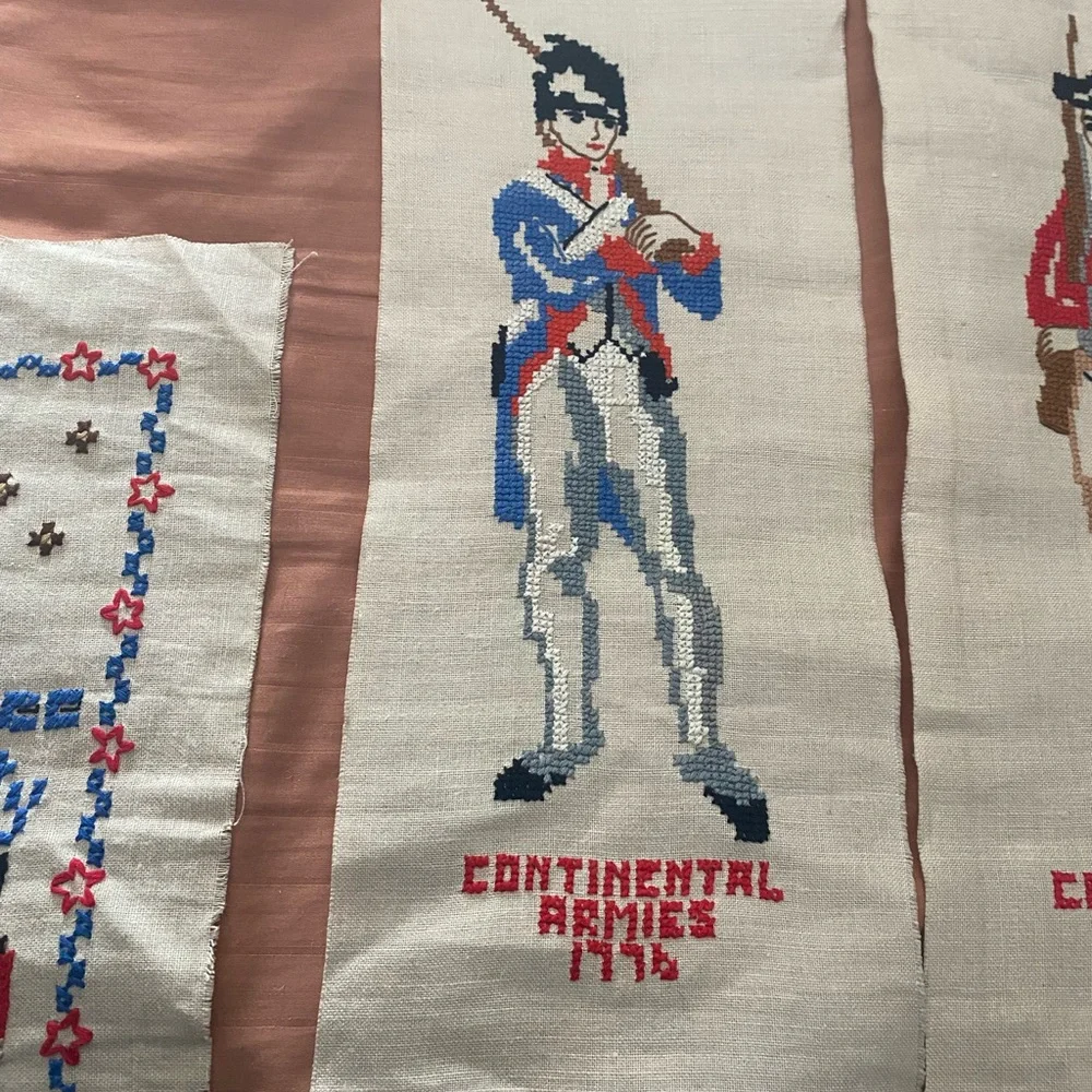 Handmade Cross Stitch Sampler - Continental Armies 1776